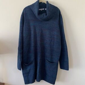 eight eight eight Cowl Neck Long Sweater Blue Size 2x